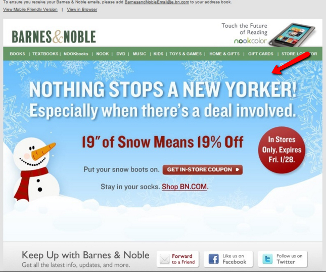 Barnes & Noble geo-targeted email