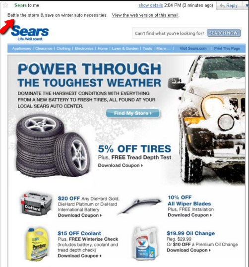 Sears snow tires email
